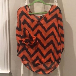 Sheer 3/4 sleeve blouse